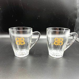 Baileys Original Irish Cream Embossed Glass Whiskey Coffee Mugs 4.5” Tall